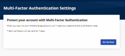 In the image, the Multi-Factor Authentication Settings page requests users to protect their account with MFA.